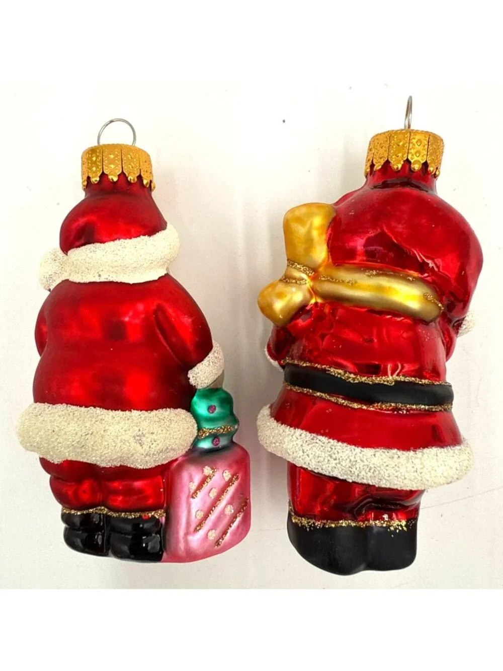Hand-Painted Glass Santa Claus Christmas Ornaments Set Of 4 Retro Holiday